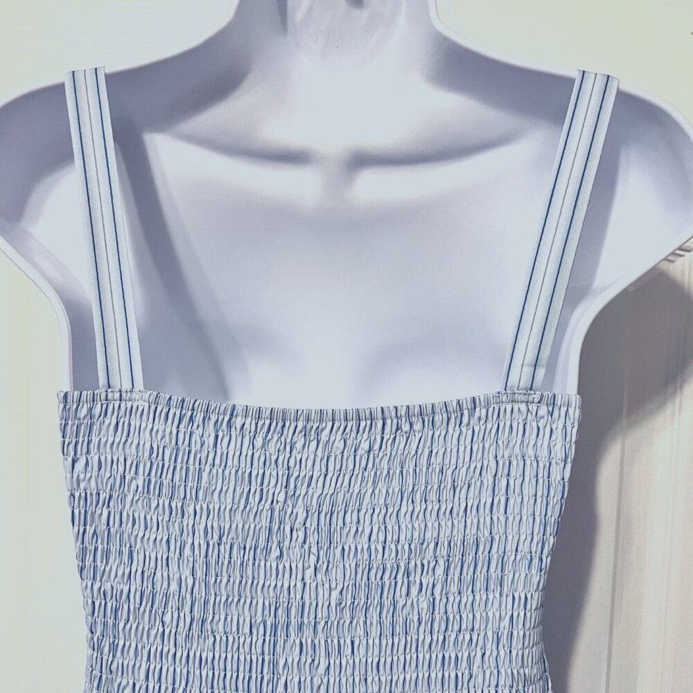 Maxi Striped Blue/Lilac Dress-Size Med.-Ruffled Layered Stretch Dress-NWOT - Picture 10 of 16